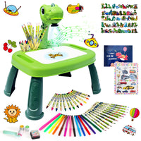 Hoarosall Drawing Projector,Arts and Crafts for Kids,Include Drawing Board with Music,Color Pens,Pencils,Crayons,Scrapbook,Sticker Book,Dinosaur Stickers,Stamps,Toy for Girls & Boys 3+ Year Old