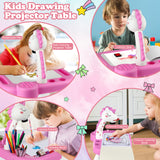 Hoarosall Drawing Projector,Arts and Crafts for Kids,Include Drawing Board with Music,Color Pens,Pencils,Crayons,Scrapbook,Sticker Book,Unicorn Stickers,Stamps,Toy for Girls & Boys 3+ Year Old